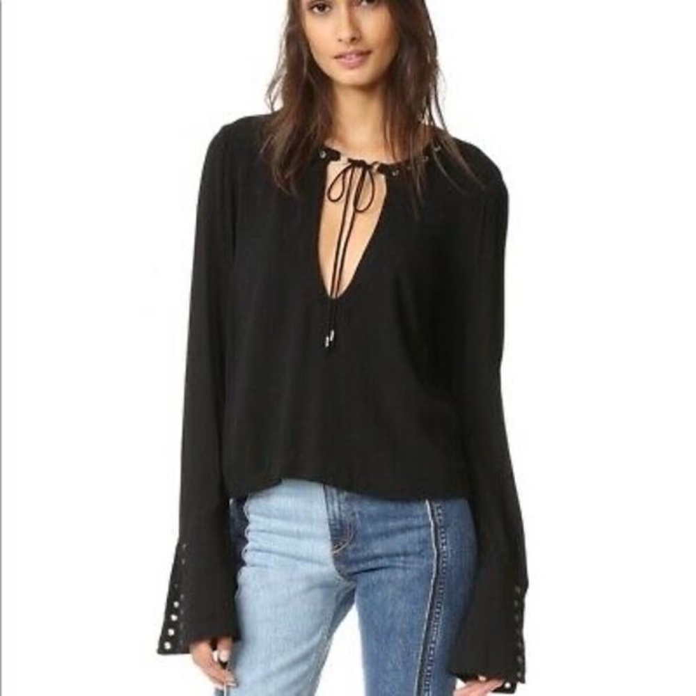 Free People Black Boho Top NWT